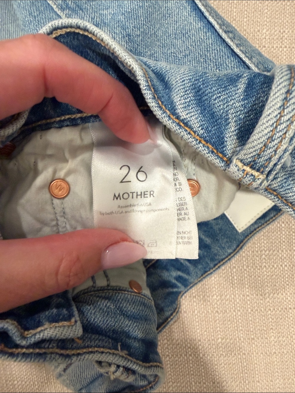 MOTHER Light Blue Distressed Denim Ankle Shorts Tomcat - Picture 2 of 4